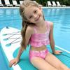 Costume da bagno a tre pezzi per bambina stile sirena: Disponibile nelle taglie S, M, L.