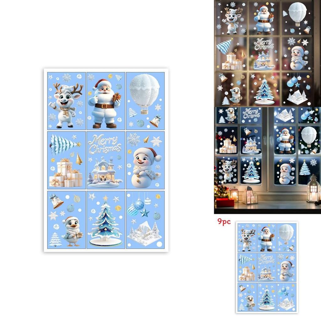 Kerst Raamstickers Pvc Statische Stickers Set Voor Vakantie Scène Decoraties