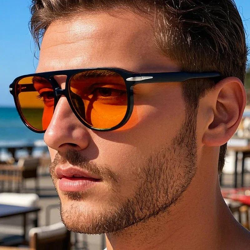 Retro Double Bridges Pilot Sunglasses for Men Women UV400 Protection Luxury Designer Rivets Fashion Shades Eyewear