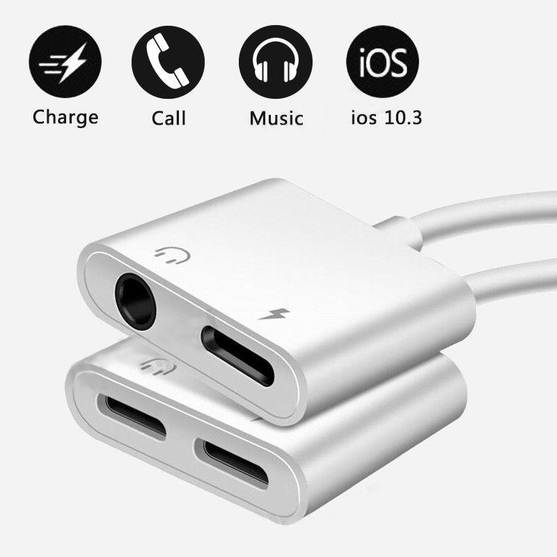 Adaptador Lightning 2 en 1 Auriculares Jack Splitter Cable de audio Duradero para iPhone 7 8 X Adaptador Lightning 2 en 1 Auriculares Jack Splitter Cable de audio Duradero para iPhone 7 8 X