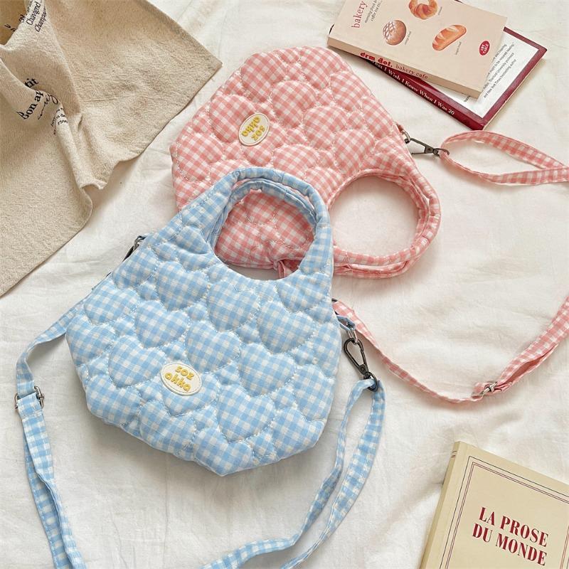 51 dopamine girl quilted cotton padded love handbag women's shoulder bag magnetic messenger canvas bag