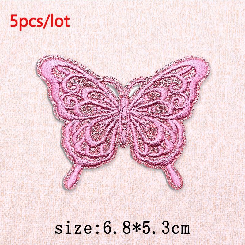 5Pcs/Lot Glitter Butterfly Bow Iron on Patches - Embroidered Patches on Clothes Bags Hats Jackets Decor