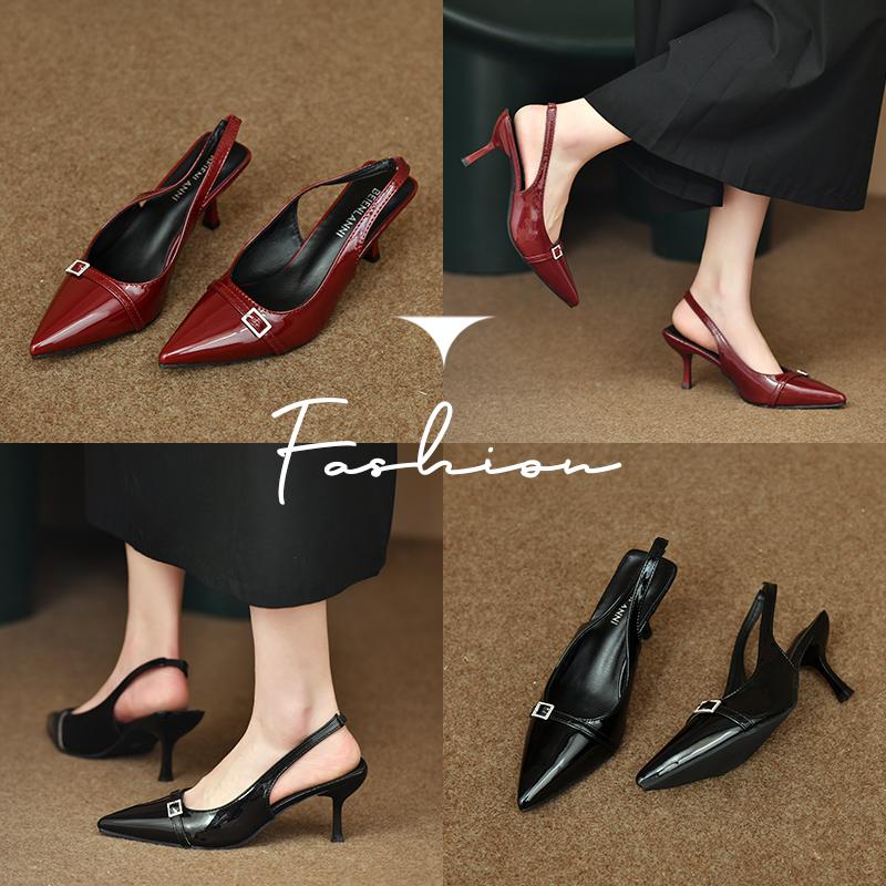 Fashion Sexy Women High Heels Sandals Pointed Toe Summer Shoes 2025 Slingback Slippers New Dress Party Woman Pumps Sandalias De Mujer