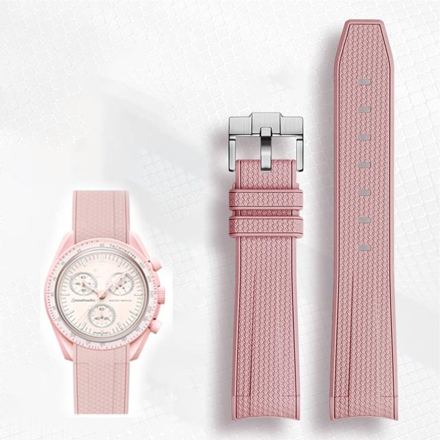 Cinturino Avanzato in Gomma per Orologi Rolex Omega X Swatch Joint MoonSwatch Constellation Sports Cinturino da 20mm Banda con Estremità Curva