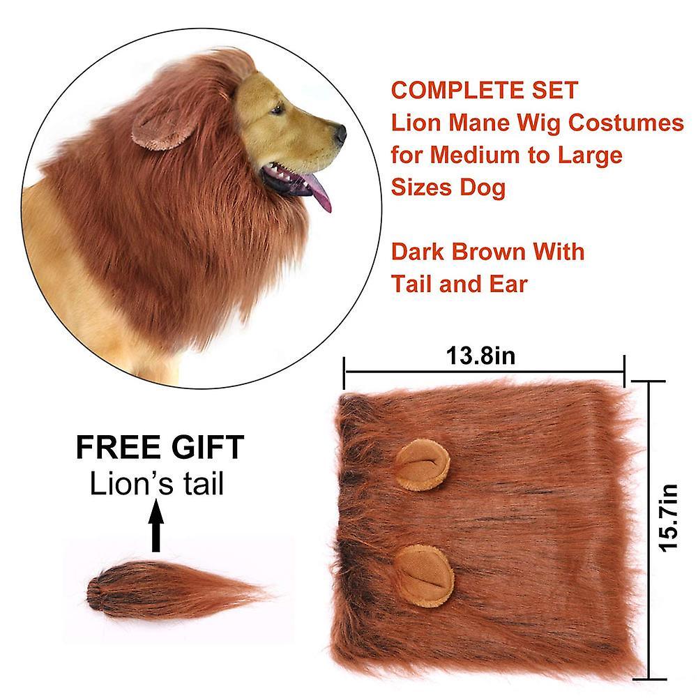 Funny Dog Lion Mane Dog Costumes Lion Wig with Tail Pets Party Supplies