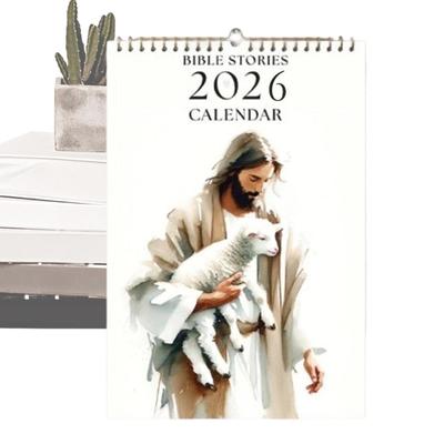 Kalendarz ścienny 2026 2026 Kalendarz chrześcijański Wiszący planer Dekoracja ścienna Do codziennego planowania Dom Miejsce pracy Sala lekcyjna Akademik