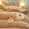 Cartoon Chenille Embroidered Lambswool Fleece Bedding Set - Duvet Cover & Bed Sheet