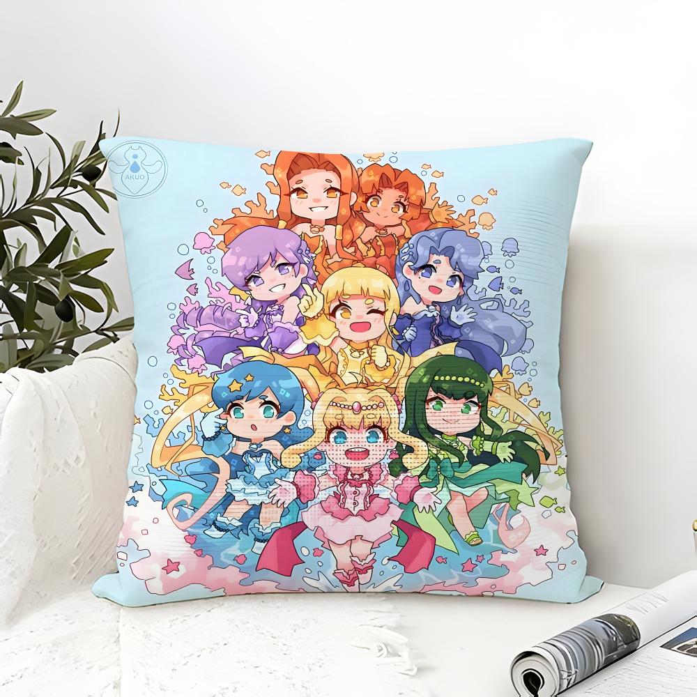 Comic Anime M-Mermaid Melody Pichi Pichi 2 Pillow Case Cotton Linen Fabric Square Zipper Pillowcase Home Decorative Living Room
