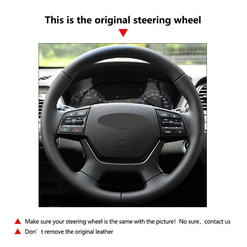 For Hyundai Genesis 2015 2016 Hand Braid Car Interior Accessories Steering Wheel Microfiber + Perforated Leather Cover Trim