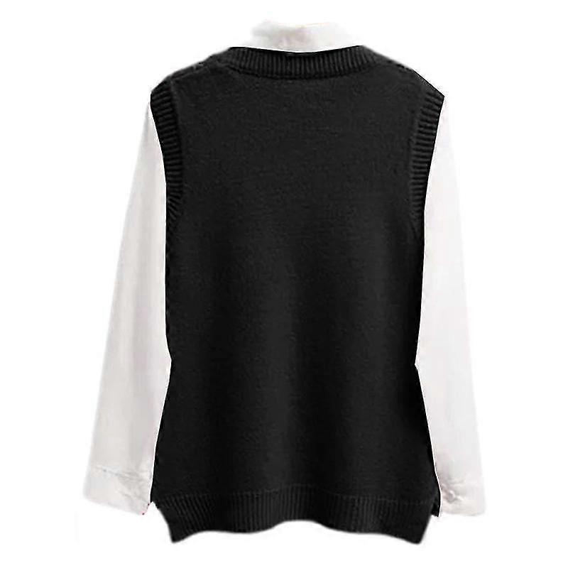 Ladies Loose V Neck Sweater Vest Women Casual Sleeveless Holiday Waistcoat Cozy