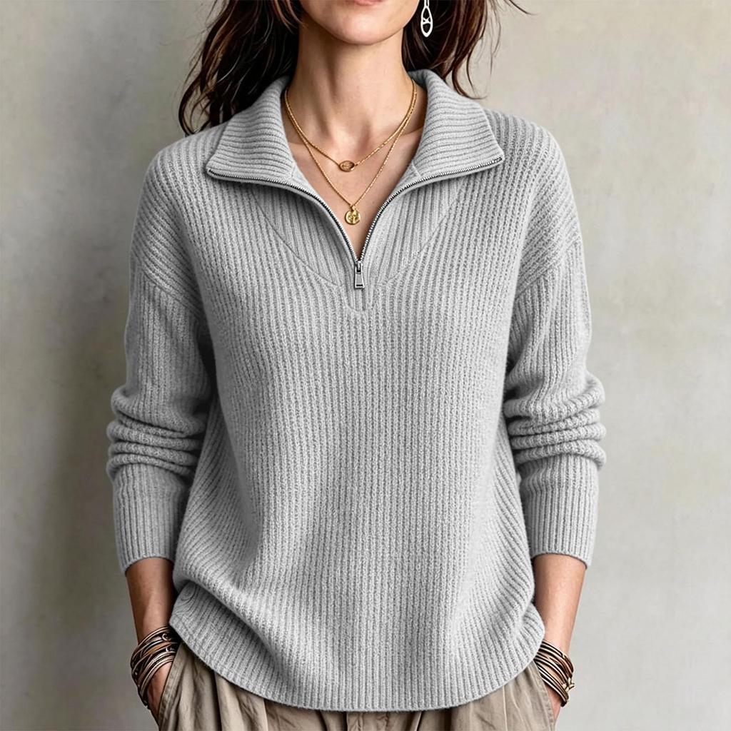 Women's V-Neck Long Sleeve Pullover Sweater for Casual Daily Wear