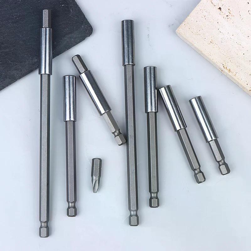 Quick Change Hex Shank Adapter Set Magnetic Bit Holder Extension Rod Screwdriver Joint 60/75/100/150mm For Power Drill Driver