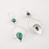 Natural Malachite Gemstone 925 Sterling Silver Handmade Partywear Earrings 2.07" EE-170-22