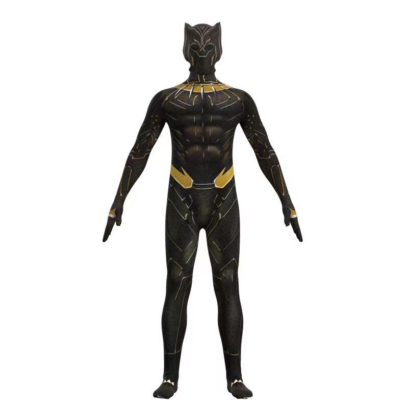 Halloween Costume Cosplay Anime Kids Male Black Panther Wolverine Marvel Hero Stage Show Muscle Suit