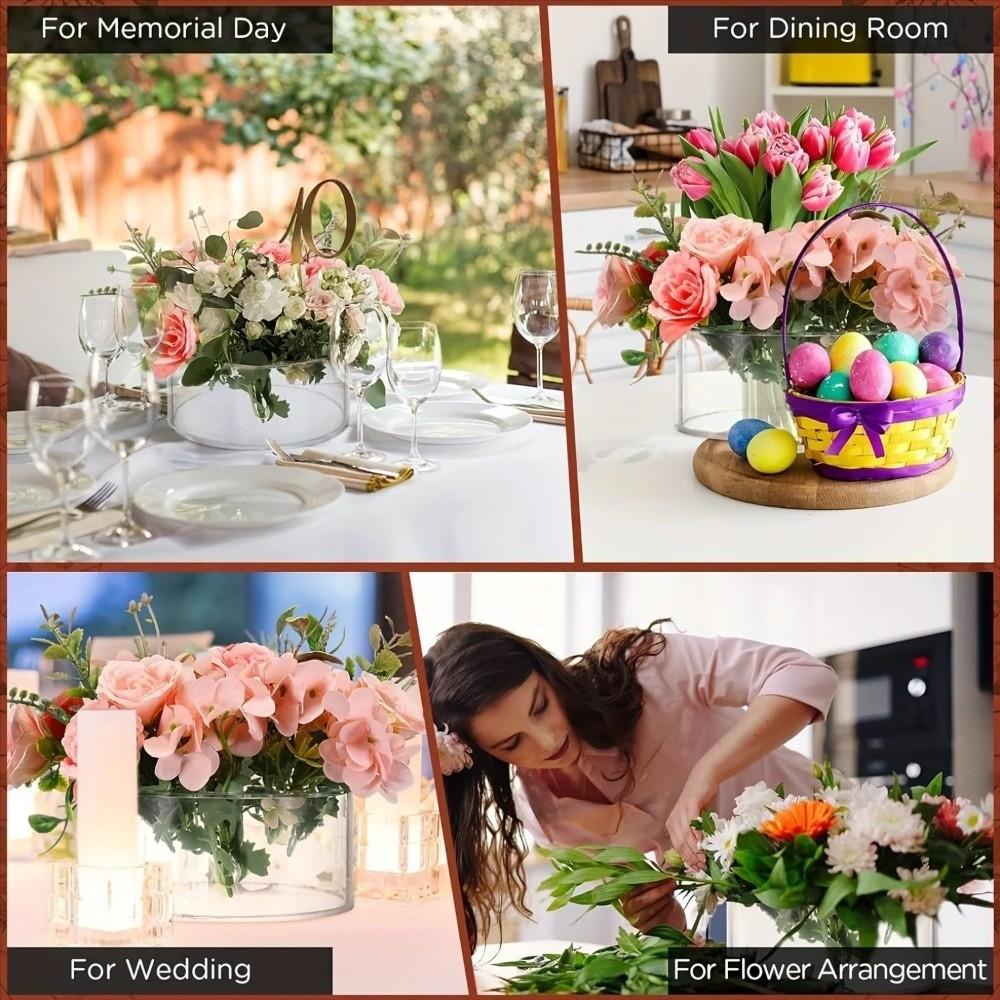 Circular Acrylic Vase Transparent Decorative Vase Flower Arrangement Container  For Living Room