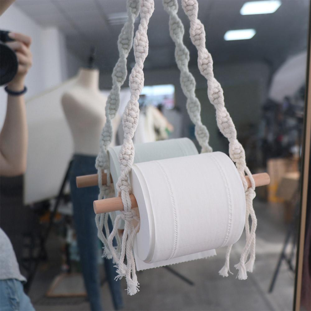 Nordic Style Bohemian Paper Towel Rack Bohemia Toilet Tissue Holder Hand-woven Paper Holder  Hotel