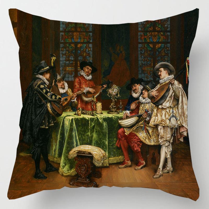 European Court Figures Throw Pillow Cover With Short Plush Print For Living Room Sofa Decoration Cushion Cover Pillow Covers