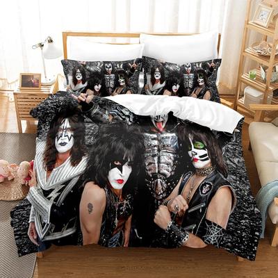 Kiss Rocková Kapela Hudba 3D Povlak na Peřinu Ložní Sada Polyesterové Povlaky na Polštáře Přikrývka Módní Domácí Dekorace Dárek Twin King Queen