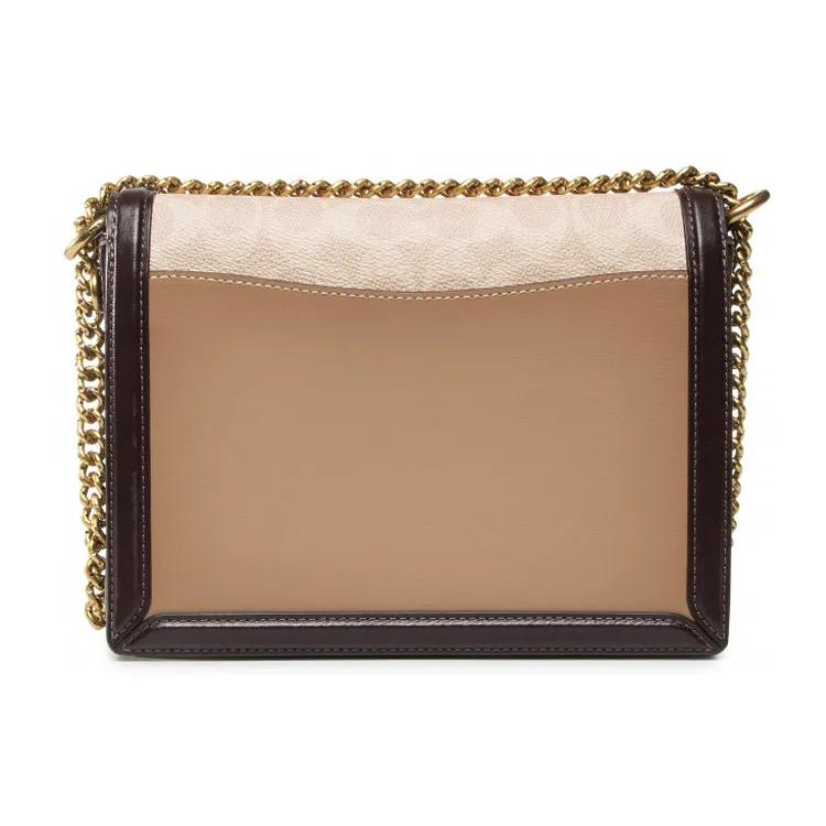 COACH Hutton Leather Crossbody Bags Small Women's Brown Black Multicolor (Unisex) Crossbody Bags 92308 B4PVR