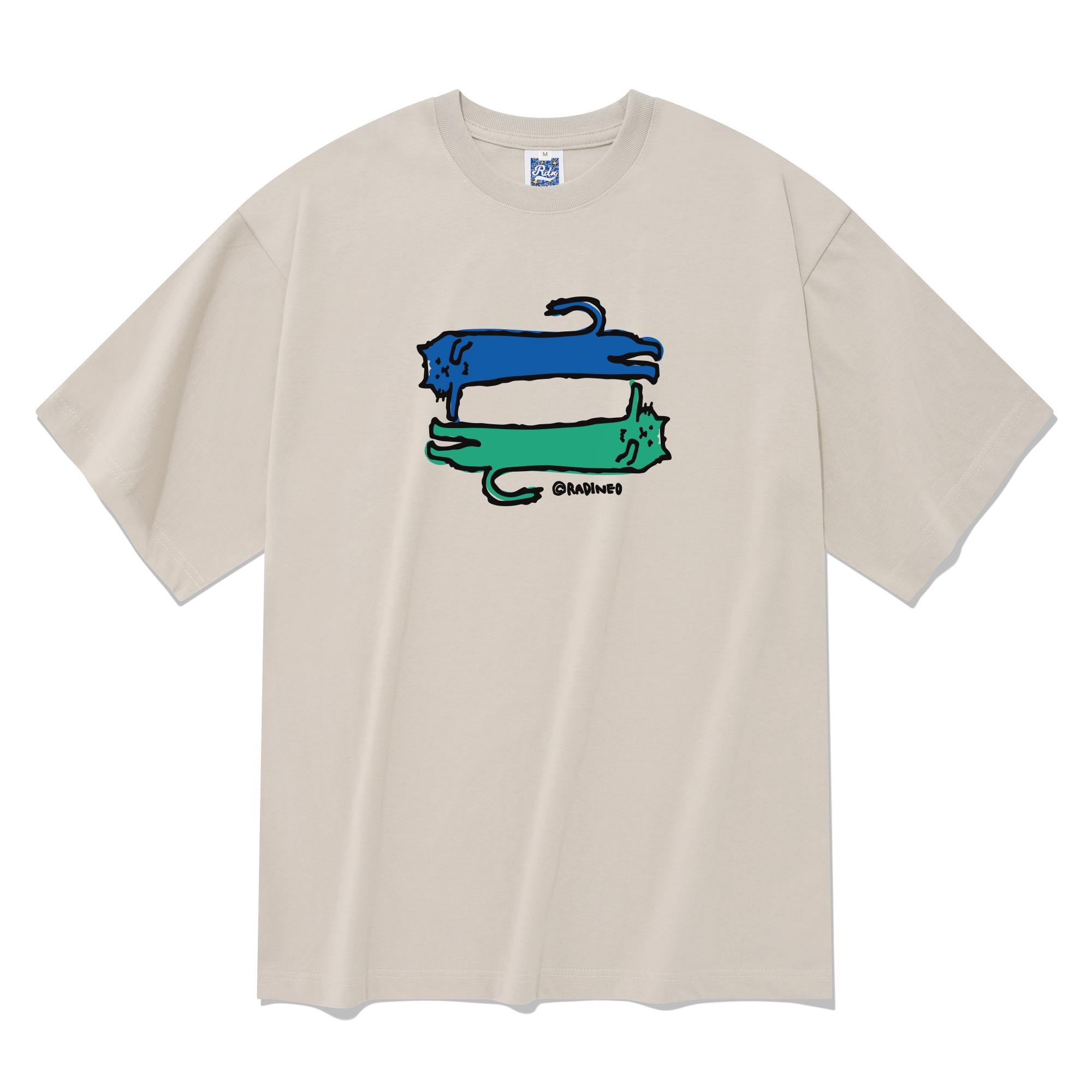 Radineo Long Cat Short Sleeve T-Shirt Beige L