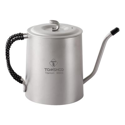 TOMSHOO Outdoor Camping Titanium Kettle 900 ml/Gooseneck Coffee Pot/ Hand Drip Kettle with Long