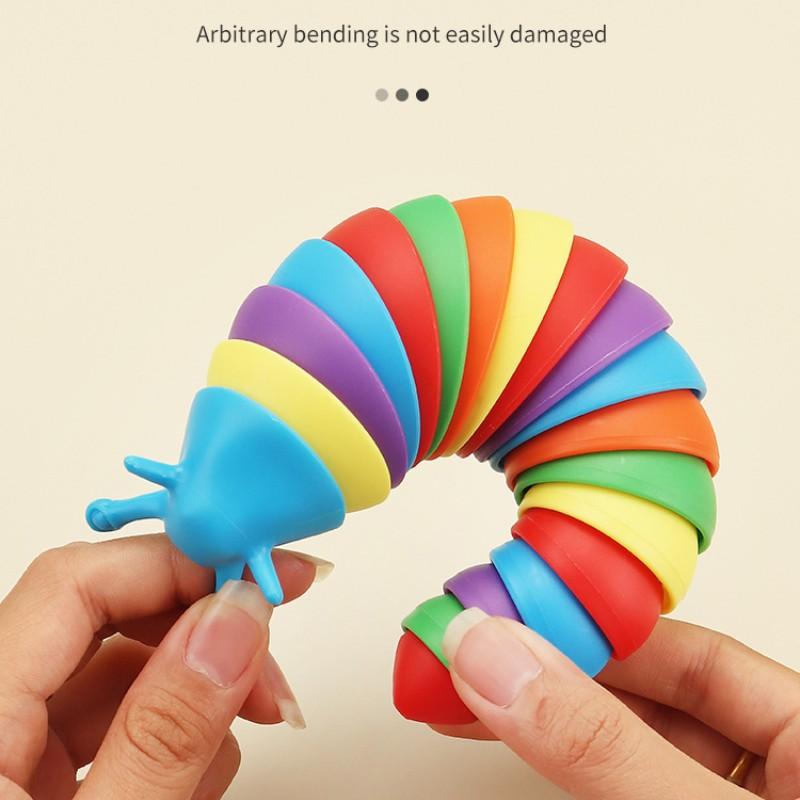 Toys Decompression Children's Adults Wriggling slug Caterpillar Fidget slug 3D Fun Vent toy  Jewelry Accessory