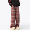 Men'S American Hip Hop Street Retro Plaid Straight High Waist Trousers Fashion Casual Pants Men'S