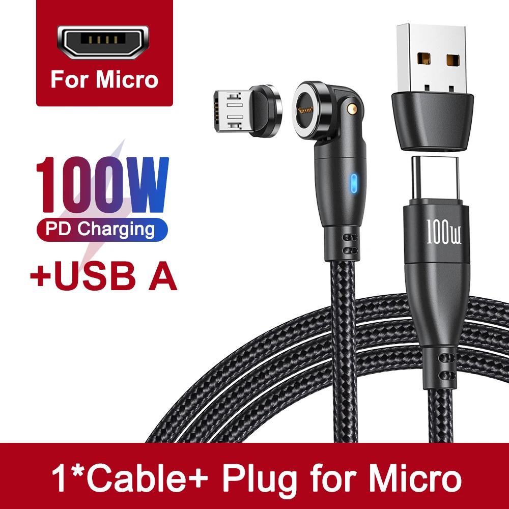 

PD 100W 540 вращающийся магнитный кабель USB C на кабель Type C 5A быстрая зарядка шнур данных для Macbook iPhone Xiaomi ноутбук 1m