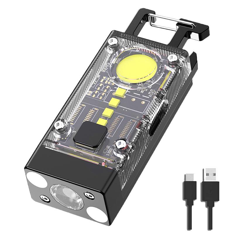 Mini LED 800LM Flashlight Keychain Multifunctional Portable COB Camping Lamps USB Charging Work Lights Fishing Lanterna for Camp