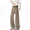 QOTRIOCK Retro Solid Color Loose-Fit Jeans