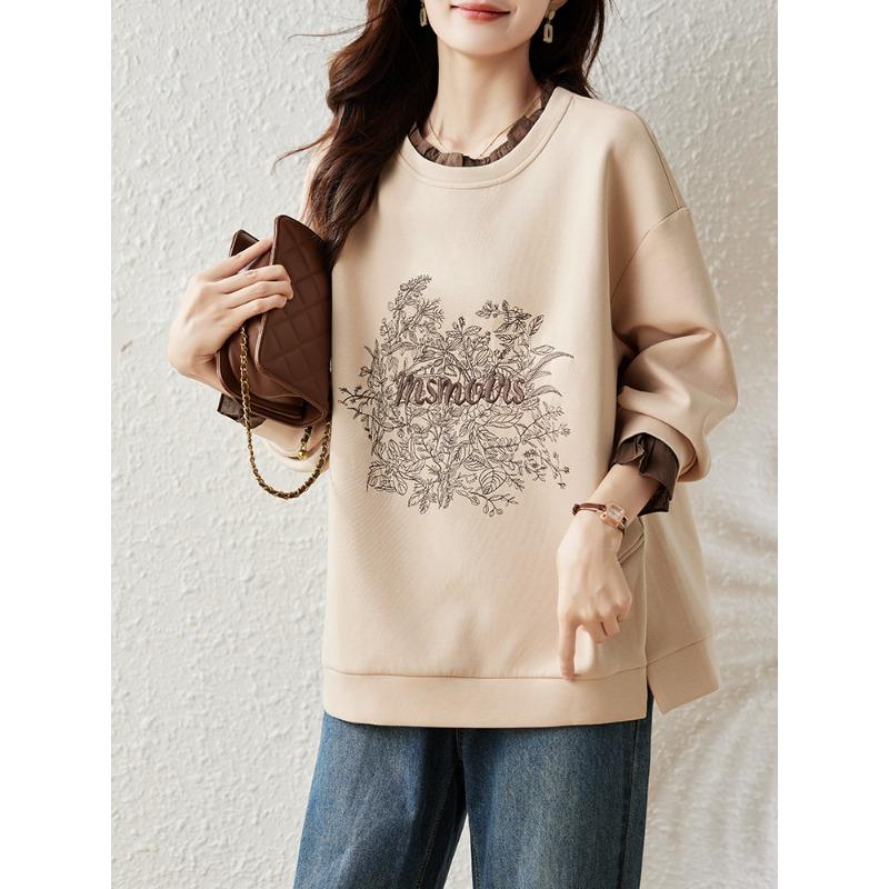 DIMANAF 2025 New Plus Size Women Hoodies Full Sleeve Loose Casual Design Basic Tops T-Shirt New Pullover