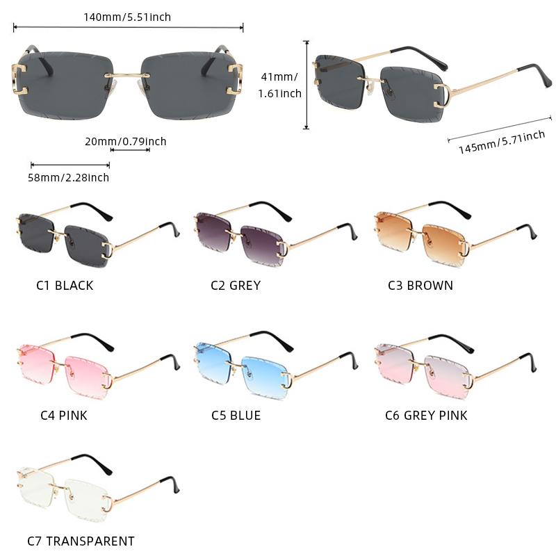 Luxury Square Rimless Sunglasses Men Women Fashion Frameless Sun Glasses Trendy Outdoor Driving Summer Shades