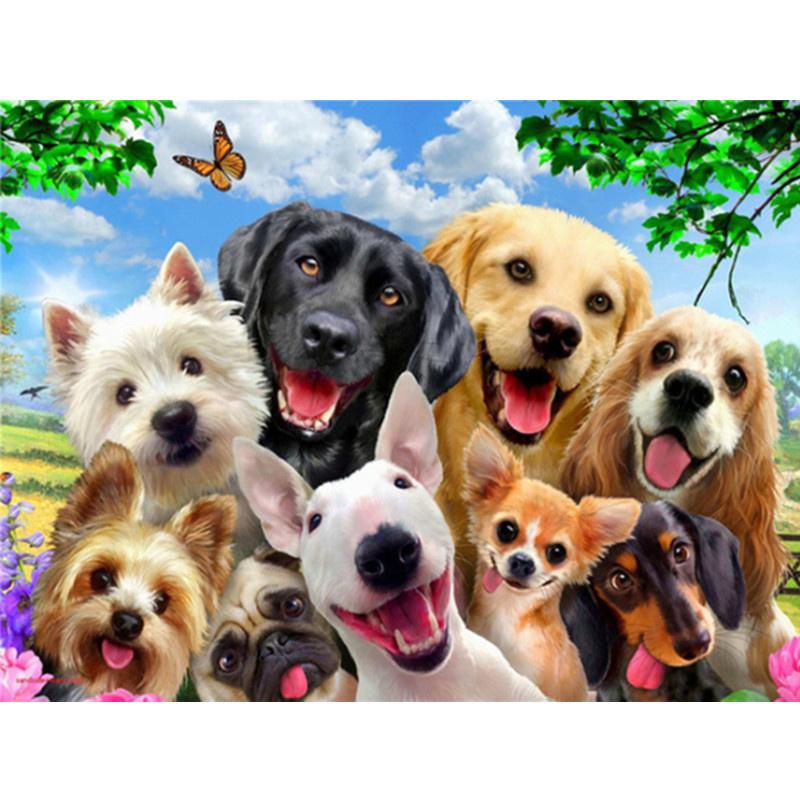 5D DIY Diamond Painting Cute Dog In Oil Painting Diamond Embroidery Cross Stitch Kit Full Rhinestone Mosaic Home Decor