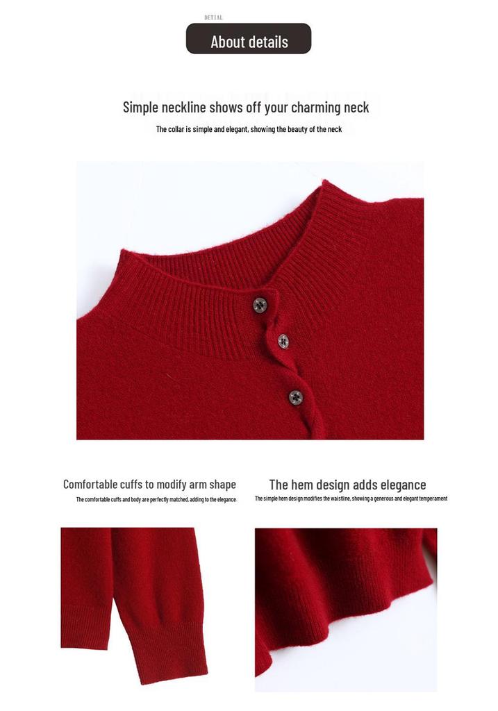 Women's Autumn Winter Pure Wool Knit Cardigan - Slimming Short Stylish Sweater Coat