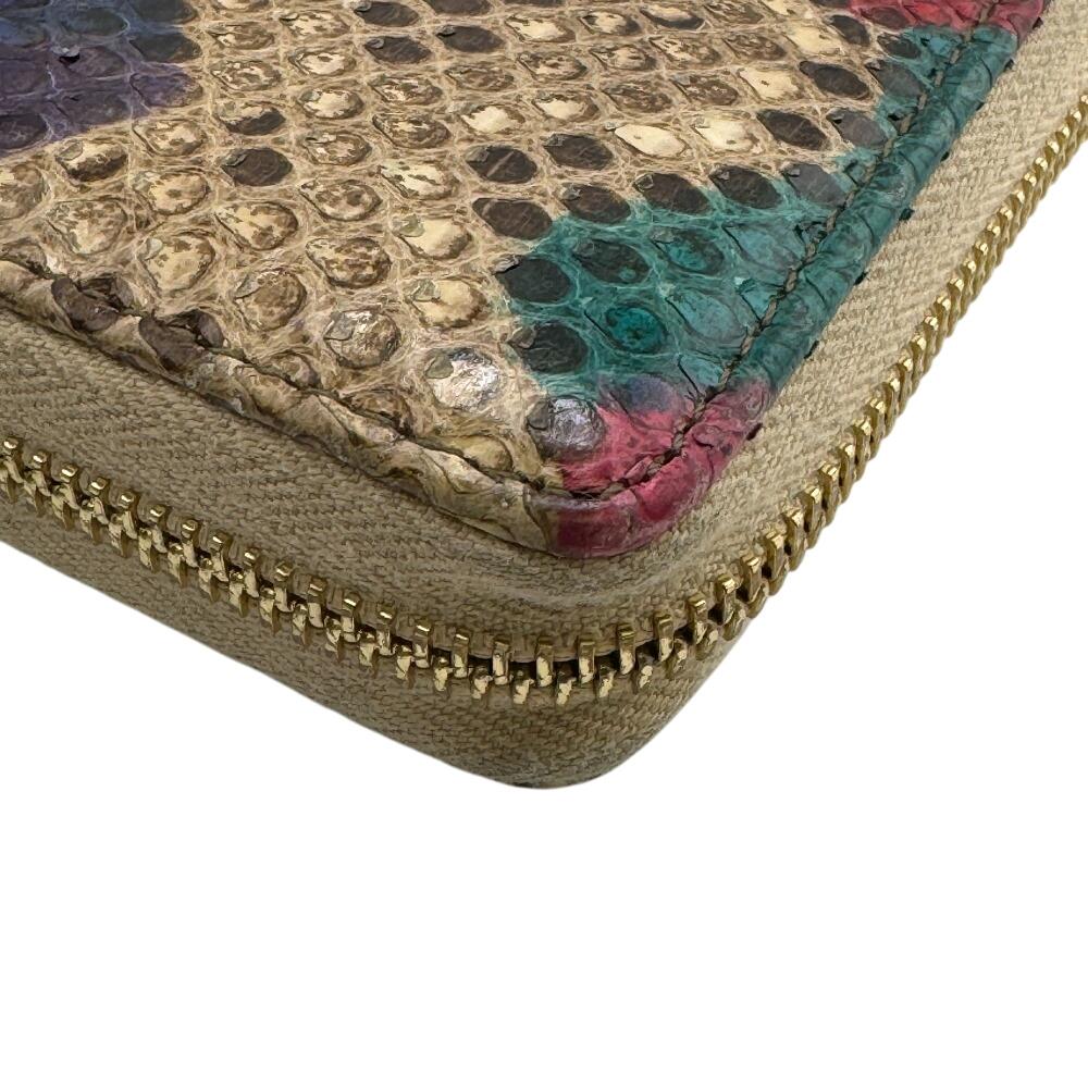 GUCCI 456117 Zip Around GG Marmont Python Purse Multi Python Women Used