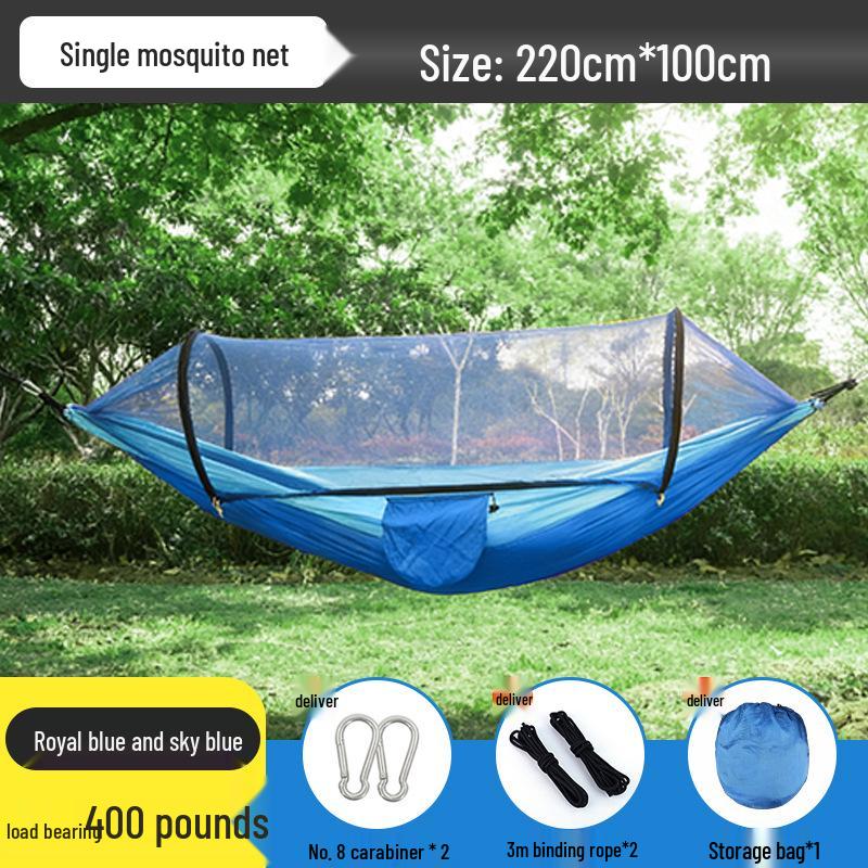 Outdoor Hammock with Mosquito Net - Anti-Rollover Swing for Adults & Kids, Suitable for Camping, Home, and Picnics.