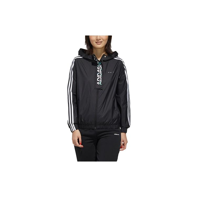 (WMNS) adidas neo Alphabet Flowers Logo hooded Sports Jacket Black Women s FP7336 S