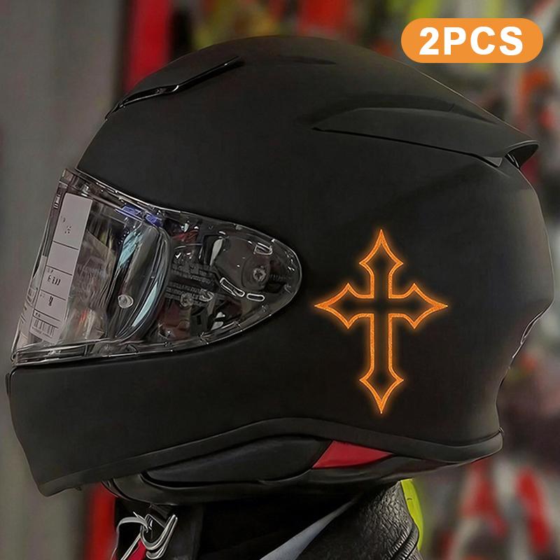 2 Pcs Reflective Cross Stickers Durable Anti-scratch Decals for Motorcycle Helmets Car Windows Bike Frames Off-road Riding Use