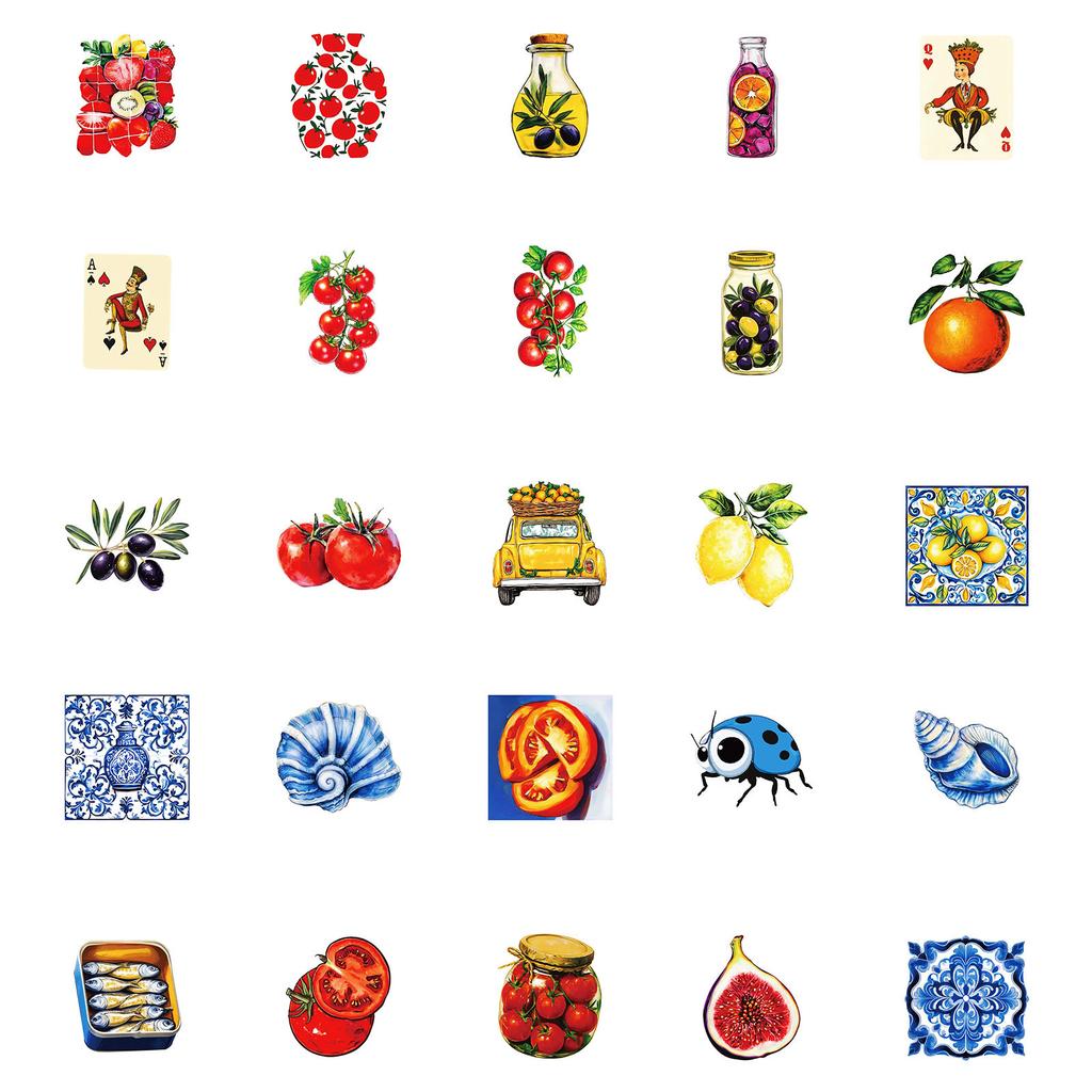 1050Pcs Mediterranean Style Retro Ins Style Graffiti Stickers Fun Personalized Creative Decorative Scrapbook Suitcase Decals