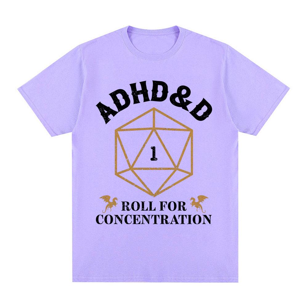 ADHD&D Würfel für Konzentration T-Shirt Lustiger Gamer Dungeons DM RPG Würfel Drache T-Shirts Unisex Baumwolle Freizeit-T-Shirts Streetwear