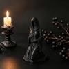 Gothic Hooded Female Grim Reaper Kneeling Figurine 3D Print Home Desktop Ornament Halloween Altar Decor Occult Collectible Gifts