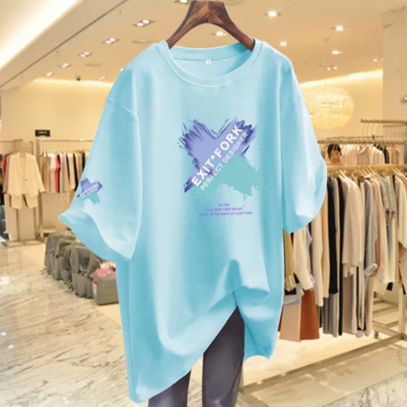 

Футболка с короткими рукавами для женщин, новая летняя рубашка средней длины из чистого хлопка, свободная, большая версия, белая рубашка XXXL