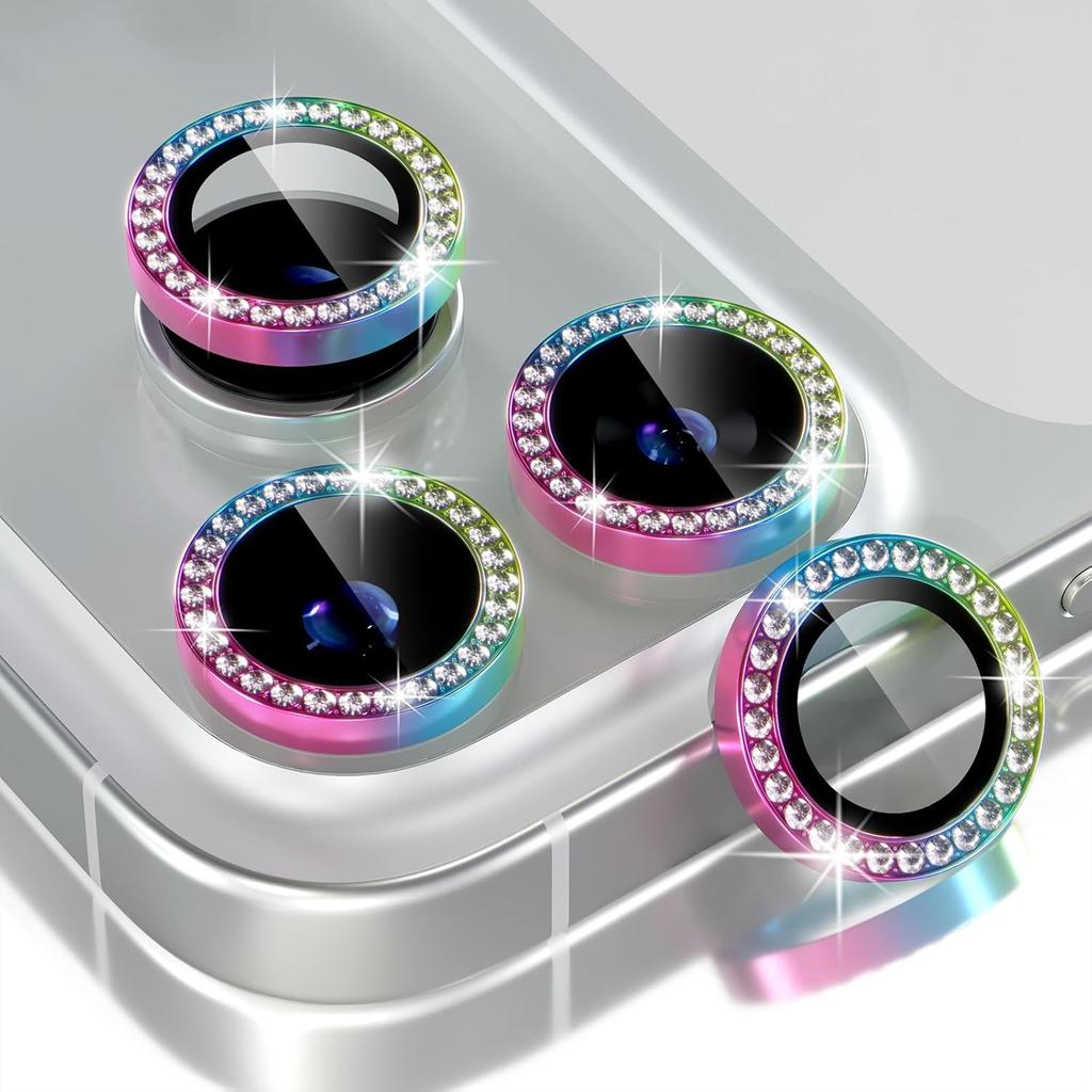 Bling Glitter Diamond Metal Frame Camera Protector for IPhone 17 Pro Max Air 17Pro Alloy Lens Tempered Glass Film Ring Cover Cap