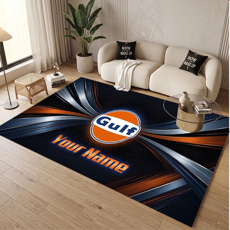 Custom Rug Gulf Pattern Print Name Text Soft Non‑Slip Floor Carpet for Home Indoor Decoration