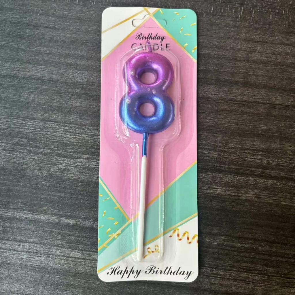 Ins Galaxy Gradient Digital Birthday Candle Ornament Pink Blue Purple Layout Party Cake Baking Plug-in Card