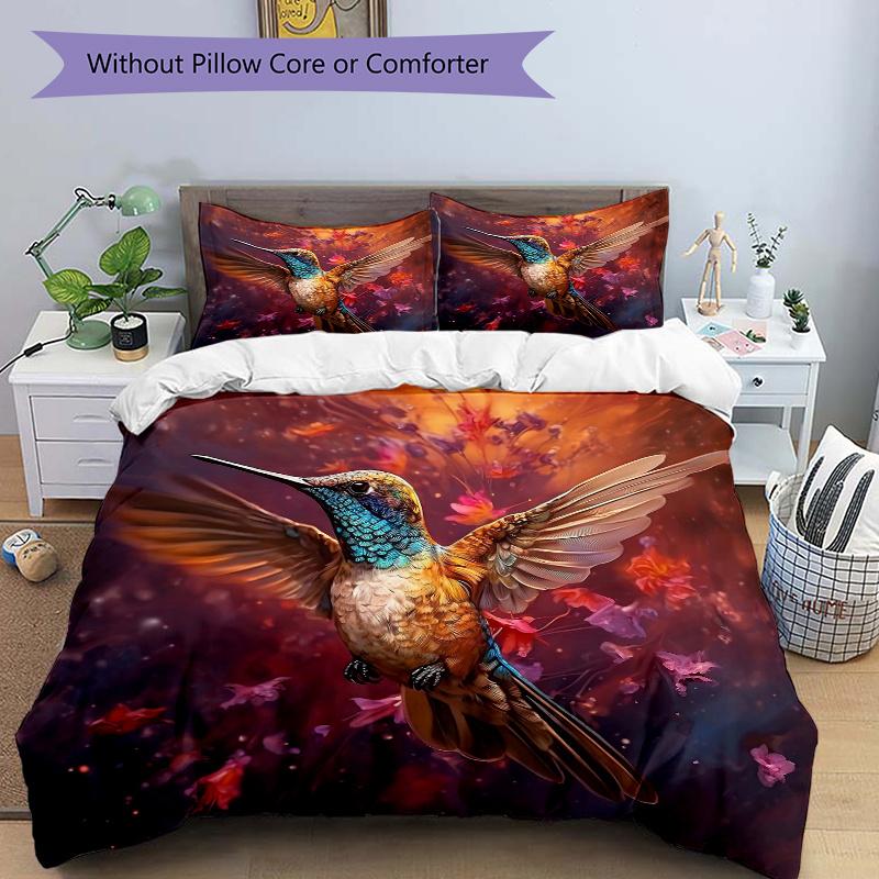 3pcs Hummingbird in Flight Printed Quilt Set - Soft and Comfortable Quilt Cover for Bedroom, Guest Room and Dormitory