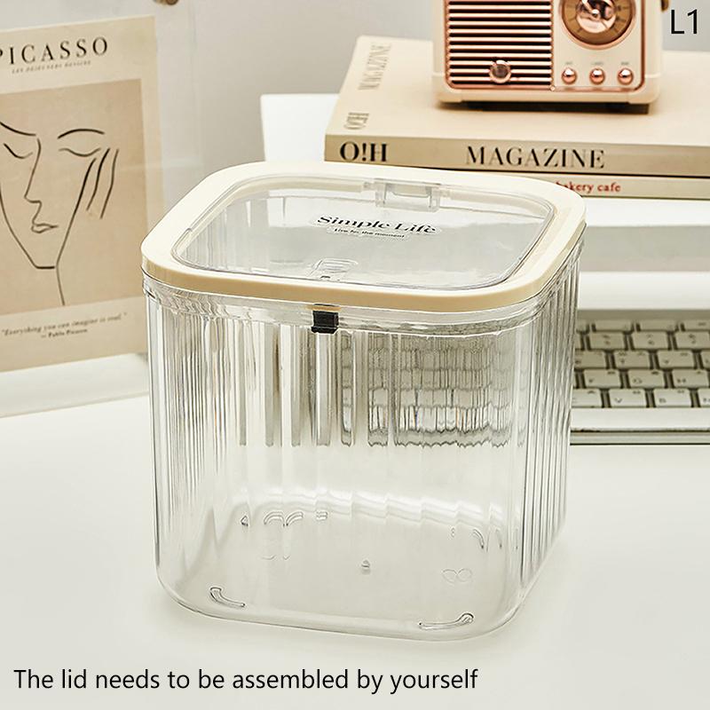 Press Type Desktop Trash Convenient Plastic Transparent Storage Box Desk Organizer Office Supplies