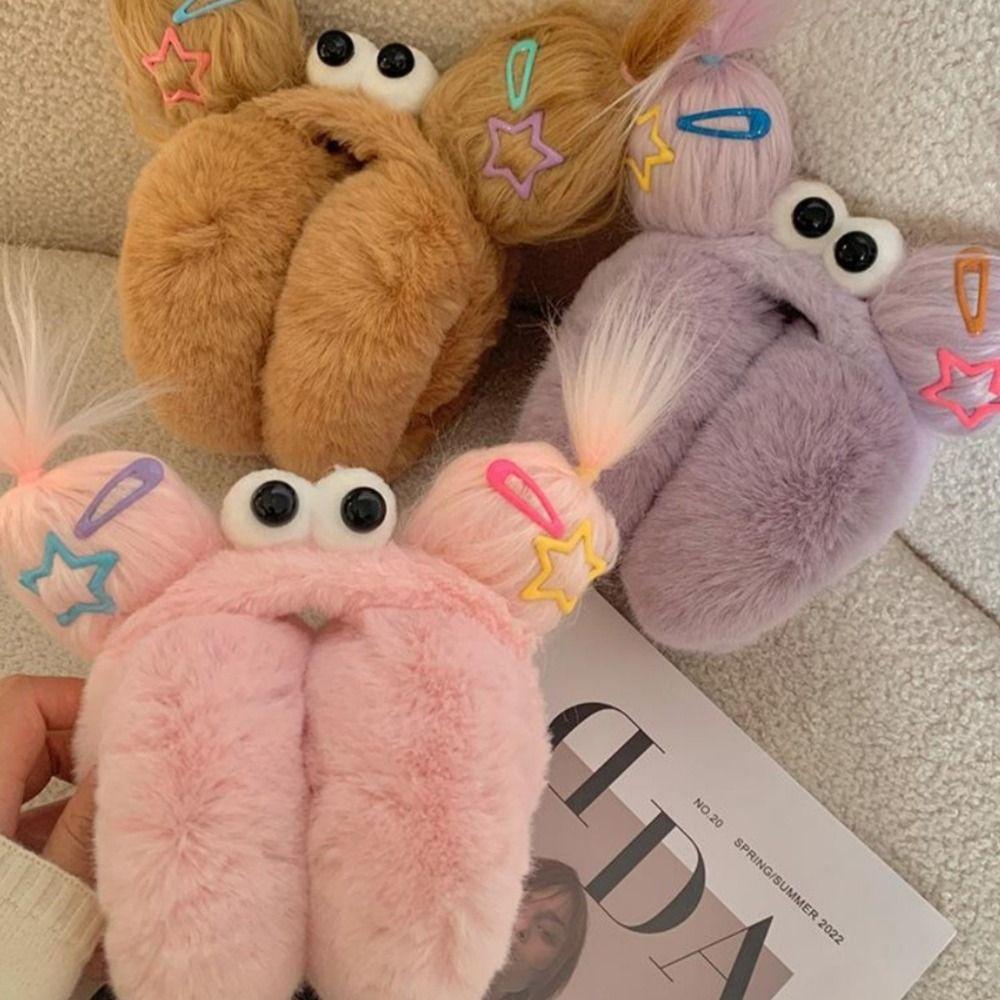 Funny Braid Cartoon Earmuffs Thicken Foldable Ear Cover Cute Winter Plush Ear Cap  Cycling