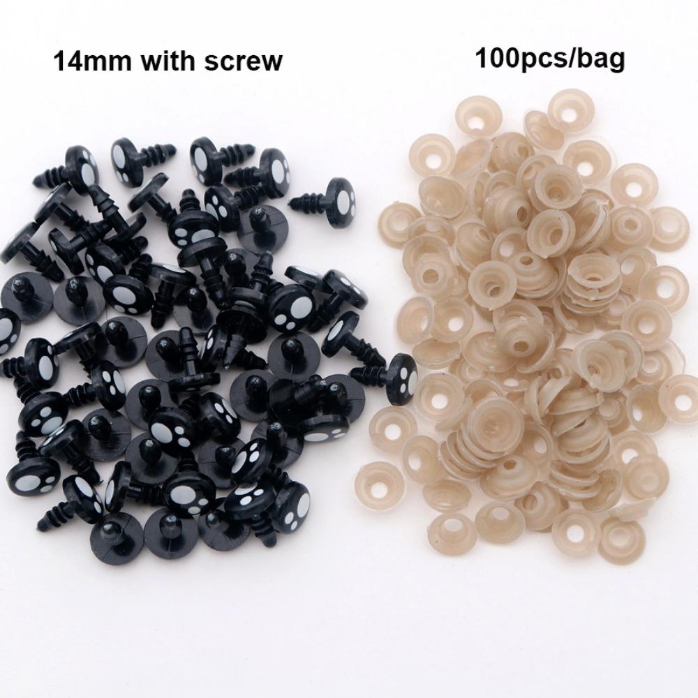 100pcs 8-16mm Flat Circle Bear Foot Eyes 2Styles Animal Puppet Crafts  For White Bear Doll