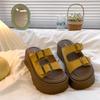 Thick-soled one-word slippers women's summer wear new fashion with skirts women's high-end beach cool slippers